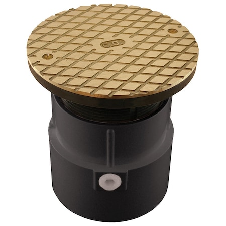 Jones Stephens 4in. PVC Over Pipe Fit Base Cleanout with 3-1/2in. Plastic Spud and 6in. Polished Brass Cover C60001